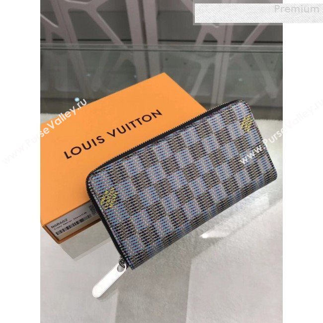 Louis Vuitton LV Damier Pop Zippy Long Wallet N68662 Blue 2019 (GAOS-9080920)