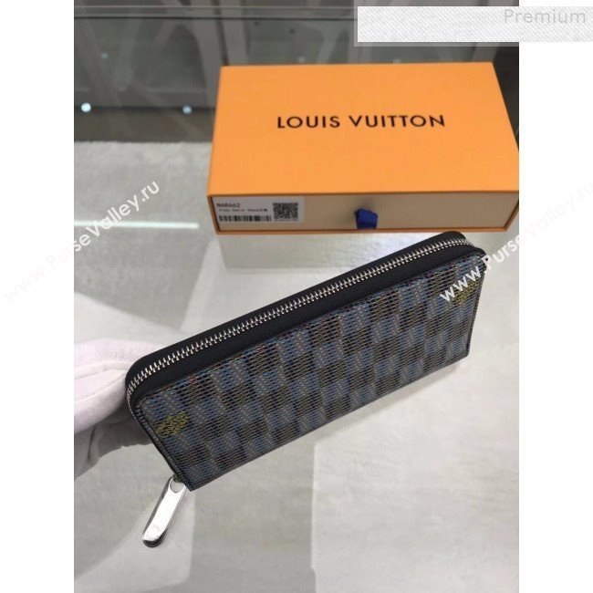 Louis Vuitton LV Damier Pop Zippy Long Wallet N68662 Blue 2019 (GAOS-9080920)