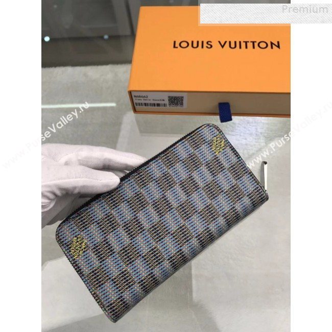 Louis Vuitton LV Damier Pop Zippy Long Wallet N68662 Blue 2019 (GAOS-9080920)