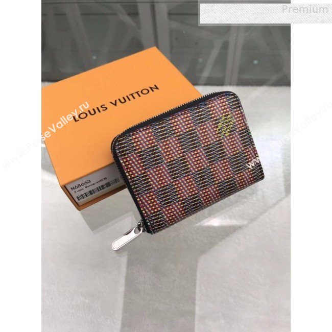 Louis Vuitton LV Damier Pop Zippy Coin Purse Wallet M68663 Red 2019 (GAOS-9080917)