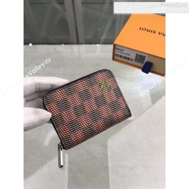 Louis Vuitton LV Damier Pop Zippy Coin Purse Wallet M68663 Red 2019 (GAOS-9080917)