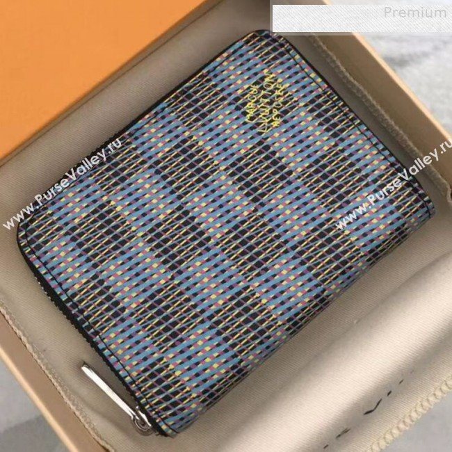Louis Vuitton LV Damier Pop Zippy Coin Purse Wallet M68663 Blue 2019 (GAOS-9080918)