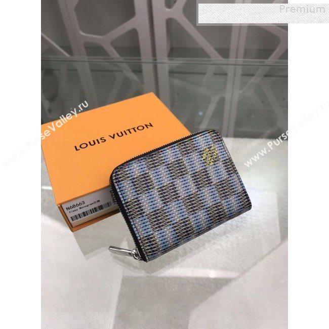 Louis Vuitton LV Damier Pop Zippy Coin Purse Wallet M68663 Blue 2019 (GAOS-9080918)