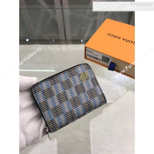 Louis Vuitton LV Damier Pop Zippy Coin Purse Wallet M68663 Blue 2019 (GAOS-9080918)