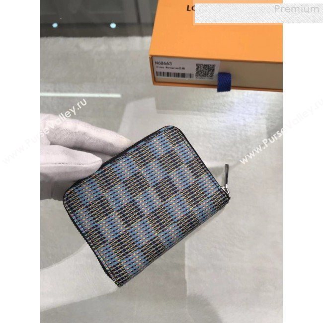 Louis Vuitton LV Damier Pop Zippy Coin Purse Wallet M68663 Blue 2019 (GAOS-9080918)