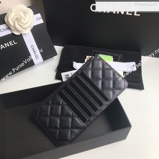 Chanel Iridescent Quilted Grained Calfskin Classic Pouch for iPhone AP0225 Black 2019 (A77-9080923)