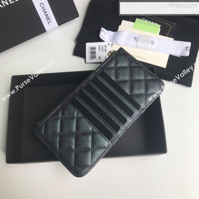 Chanel Iridescent Quilted Grained Calfskin Classic Pouch for iPhone AP0225 Black 2019 (A77-9080923)