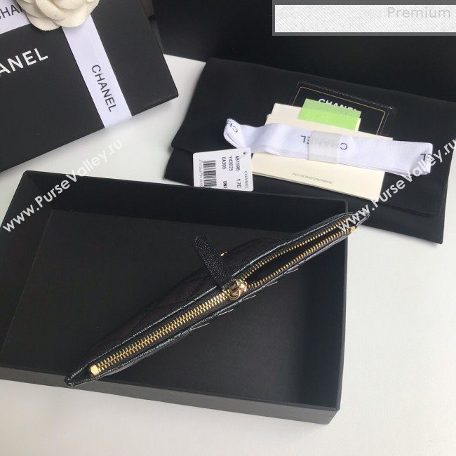 Chanel Iridescent Quilted Grained Calfskin Classic Pouch for iPhone AP0225 Black 2019 (A77-9080923)