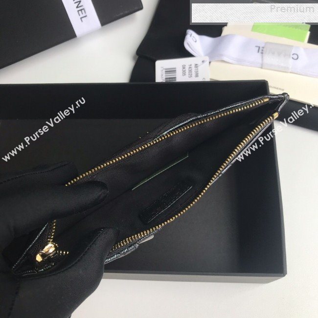 Chanel Iridescent Quilted Grained Calfskin Classic Pouch for iPhone AP0225 Black 2019 (A77-9080923)