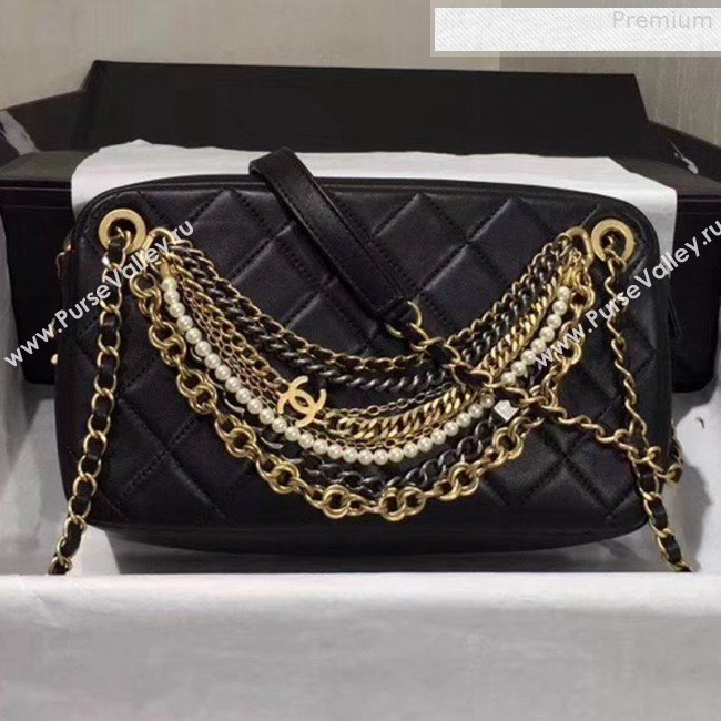Chanel Quilted Leather Chain Tassel Camera Case Shoulder Bag AS0773 Black 2019 (GANEN-9081332)