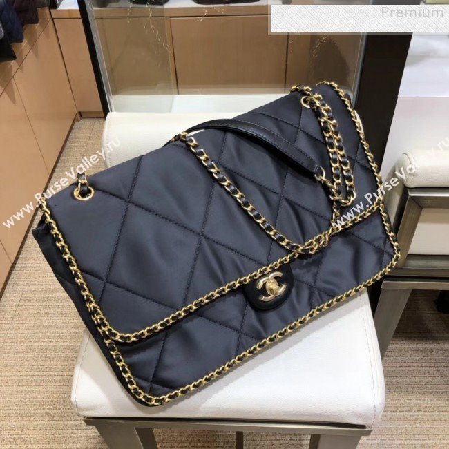 Chanel Quilted Satin Chain Trim Flap Bag AS1030 Black 2019 (SMJD-9081335)