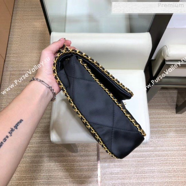 Chanel Quilted Satin Chain Trim Flap Bag AS1030 Black 2019 (SMJD-9081335)