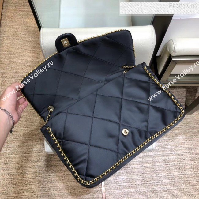 Chanel Quilted Satin Chain Trim Flap Bag AS1030 Black 2019 (SMJD-9081335)