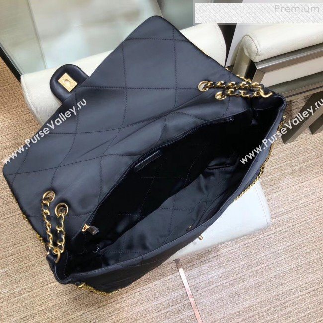 Chanel Quilted Satin Chain Trim Flap Bag AS1030 Black 2019 (SMJD-9081335)