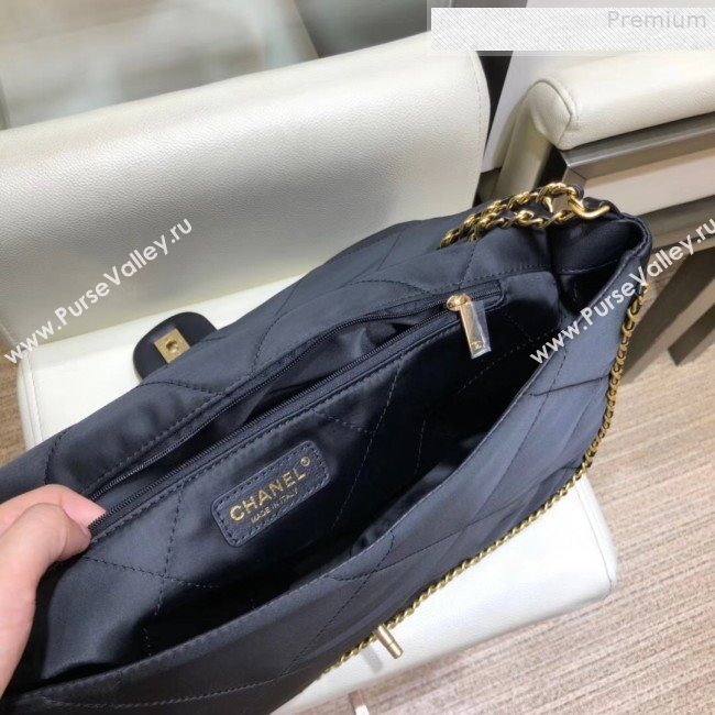 Chanel Quilted Satin Chain Trim Flap Bag AS1030 Black 2019 (SMJD-9081335)
