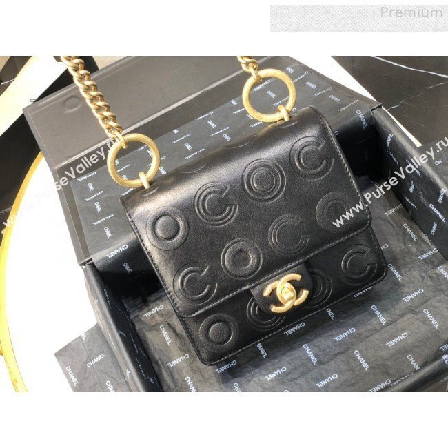 Chanel Calfskin Embossed Coco Small Flap Bag AS0931 Black 2019 (FM-9081338)