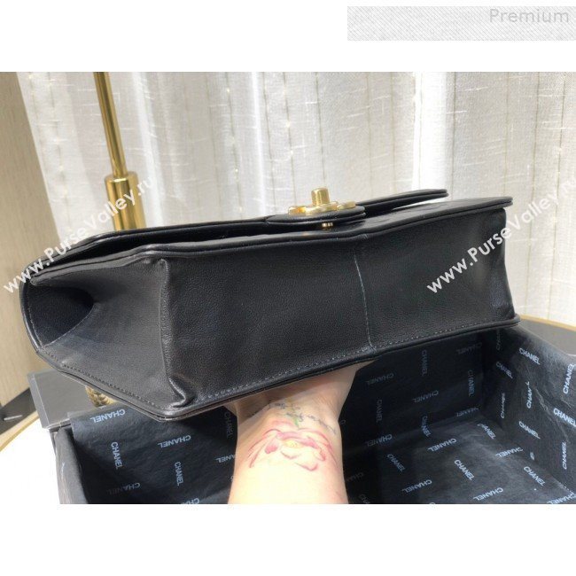 Chanel Calfskin Embossed Coco Medium Flap Bag AS0932 Black 2019 (FM-9081339)