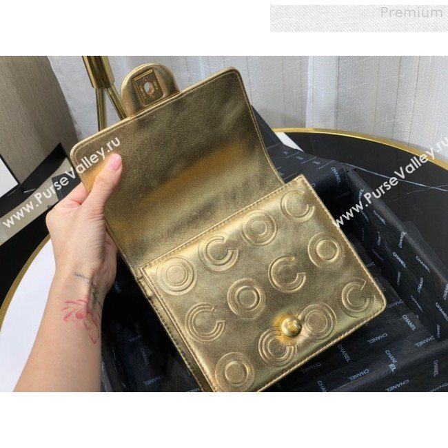 Chanel Metallic Calfskin Embossed Coco Small Flap Bag AS0931 Gold 2019 (FM-9081336)