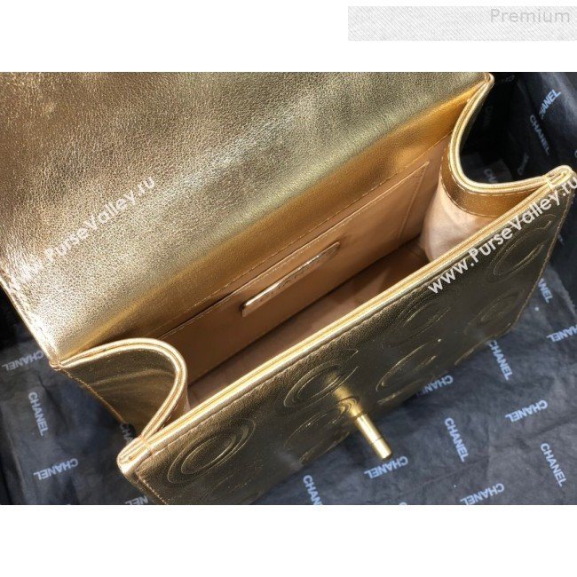 Chanel Metallic Calfskin Embossed Coco Small Flap Bag AS0931 Gold 2019 (FM-9081336)