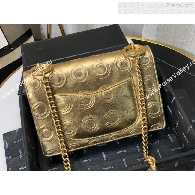 Chanel Metallic Calfskin Embossed Coco Medium Flap Bag AS0932 Gold 2019 (FM-9081337)