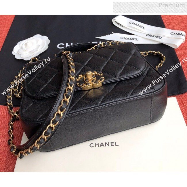 Chanel Quilted Lambskin Chain Trim Flap Top Handle Bag AS0970 Black 2019 (FM-9081340)