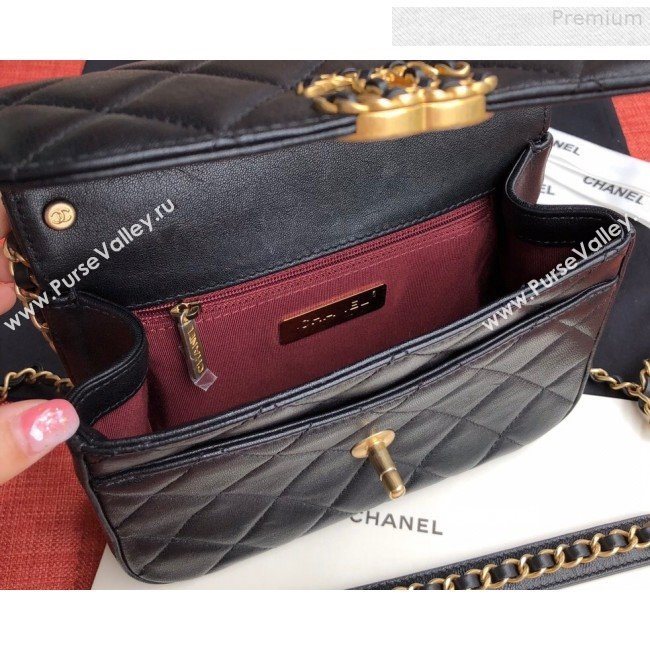 Chanel Quilted Lambskin Chain Trim Flap Top Handle Bag AS0970 Black 2019 (FM-9081340)