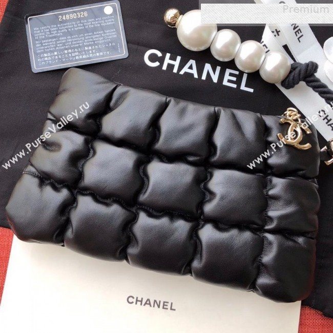 Chanel Quilted Lambskin Pearl Small Evening Clutch AS0629 Black 2019 (FM-9081344)