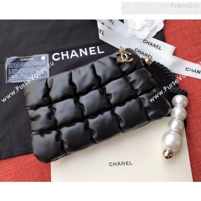 Chanel Quilted Lambskin Pearl Small Evening Clutch AS0629 Black 2019 (FM-9081344)
