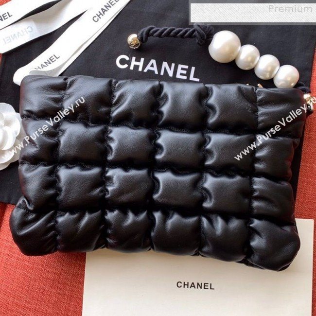 Chanel Quilted Lambskin Pearl Large Evening Clutch AS0630 Black 2019 (FM-9081345)