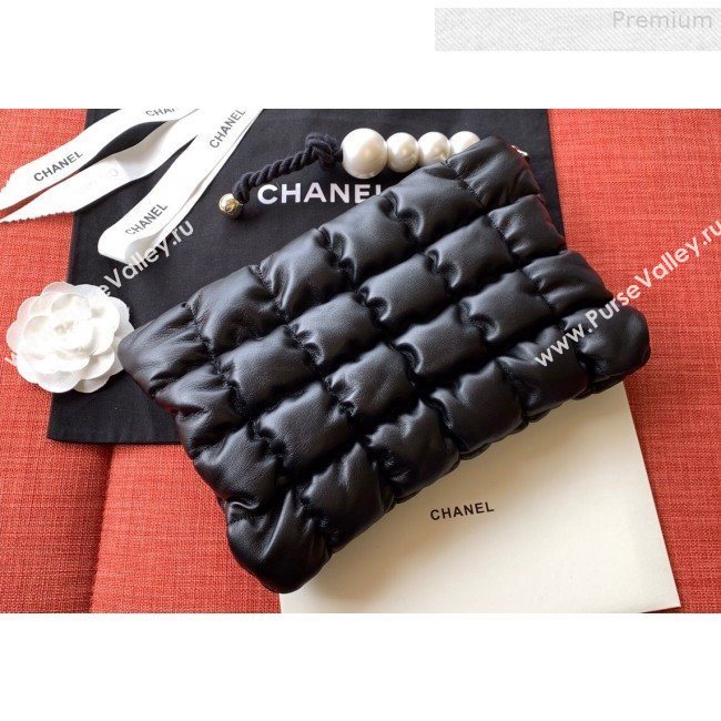 Chanel Quilted Lambskin Pearl Large Evening Clutch AS0630 Black 2019 (FM-9081345)
