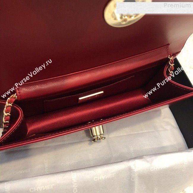 Chanel Quilted Lambskin Camellia Flap Evening Clutch with Chain Red 2019 (FM-9081347)