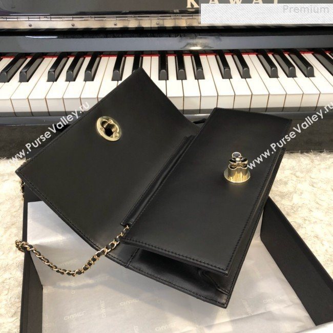 Chanel Quilted Lambskin Camellia Flap Evening Clutch with Chain Black 2019 (FM-9081346)