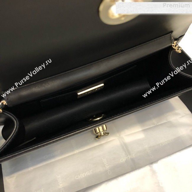 Chanel Quilted Lambskin Camellia Flap Evening Clutch with Chain Black 2019 (FM-9081346)