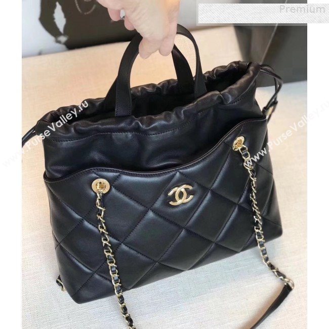 Chanel Quilted Lambskin Drawing Shopping Bag AS0986 Black 2019 (GANEN-9081348)