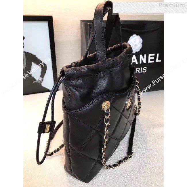 Chanel Quilted Lambskin Drawing Shopping Bag AS0986 Black 2019 (GANEN-9081348)