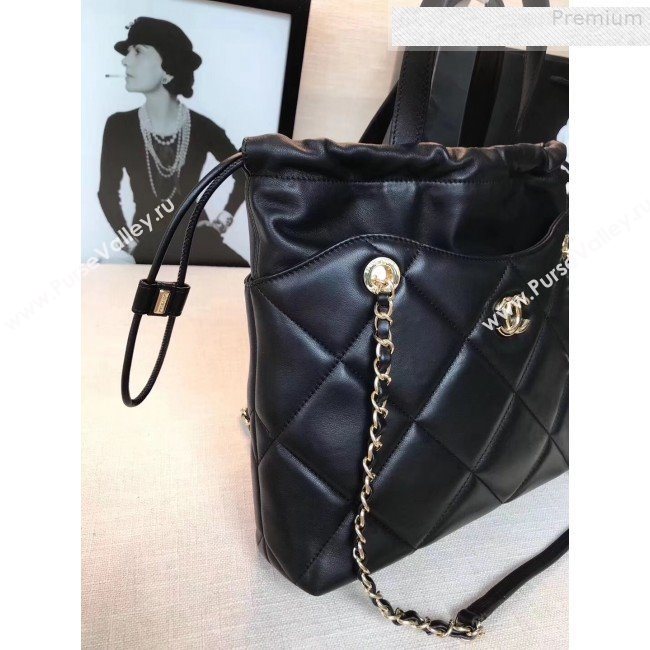 Chanel Quilted Lambskin Drawing Shopping Bag AS0986 Black 2019 (GANEN-9081348)