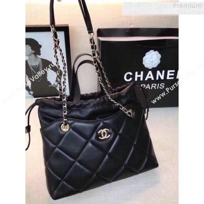 Chanel Quilted Lambskin Drawing Shopping Bag AS0986 Black 2019 (GANEN-9081348)