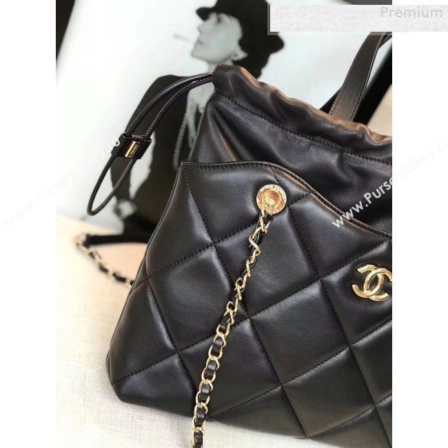Chanel Quilted Lambskin Drawing Shopping Bag AS0986 Black 2019 (GANEN-9081348)