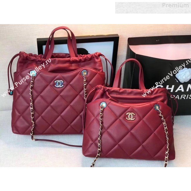 Chanel Quilted Lambskin Drawing Shopping Bag AS0986 Red 2019 (GANEN-9081349)