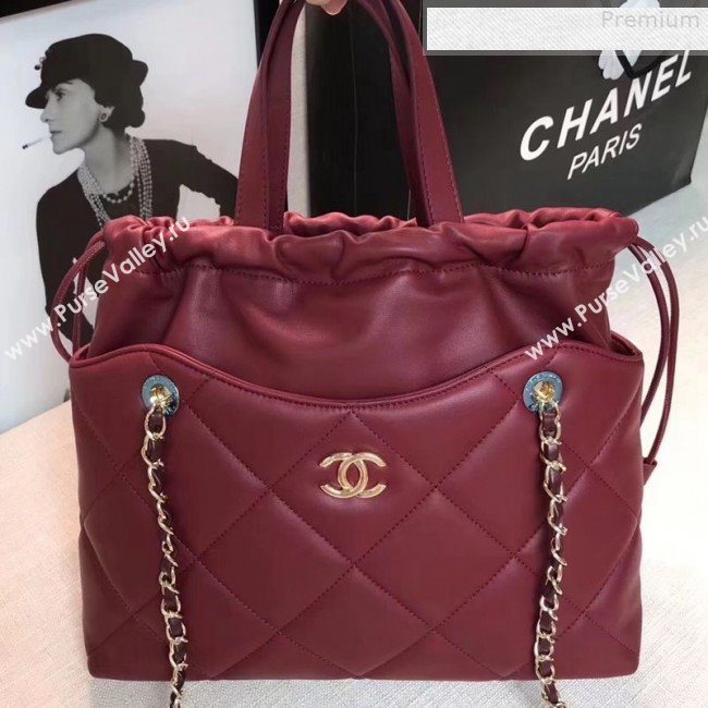 Chanel Quilted Lambskin Drawing Shopping Bag AS0986 Red 2019 (GANEN-9081349)