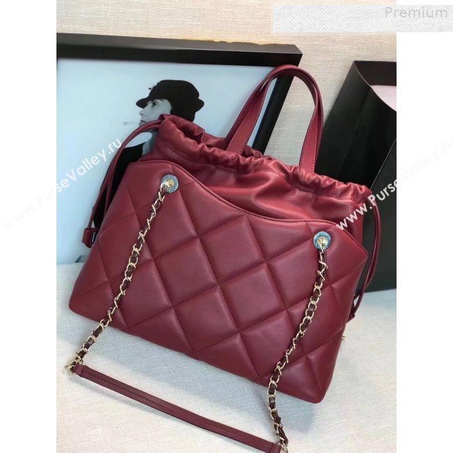 Chanel Quilted Lambskin Drawing Shopping Bag AS0986 Red 2019 (GANEN-9081349)