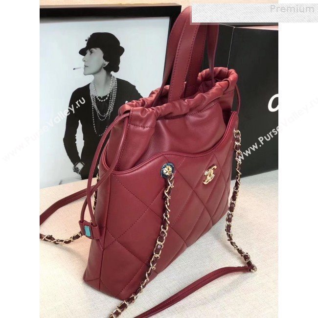 Chanel Quilted Lambskin Drawing Shopping Bag AS0986 Red 2019 (GANEN-9081349)