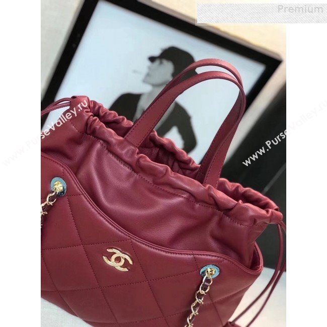 Chanel Quilted Lambskin Drawing Shopping Bag AS0986 Red 2019 (GANEN-9081349)