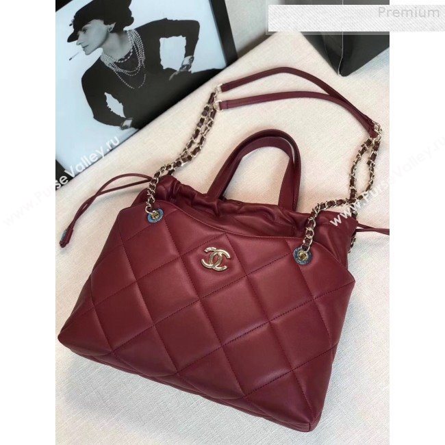 Chanel Quilted Lambskin Drawing Shopping Bag AS0986 Red 2019 (GANEN-9081349)