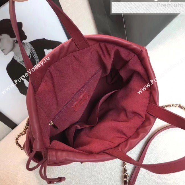 Chanel Quilted Lambskin Drawing Shopping Bag AS0986 Red 2019 (GANEN-9081349)