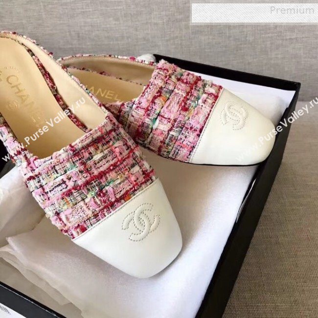 Chanel Tweed Flat Mules Pink 2019 (XZG-9081617)