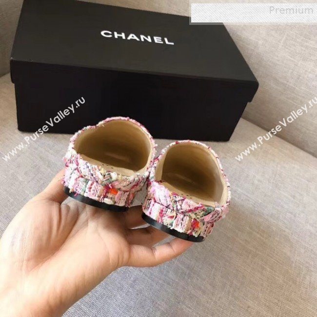 Chanel Tweed Flat Mules Pink 2019 (XZG-9081617)