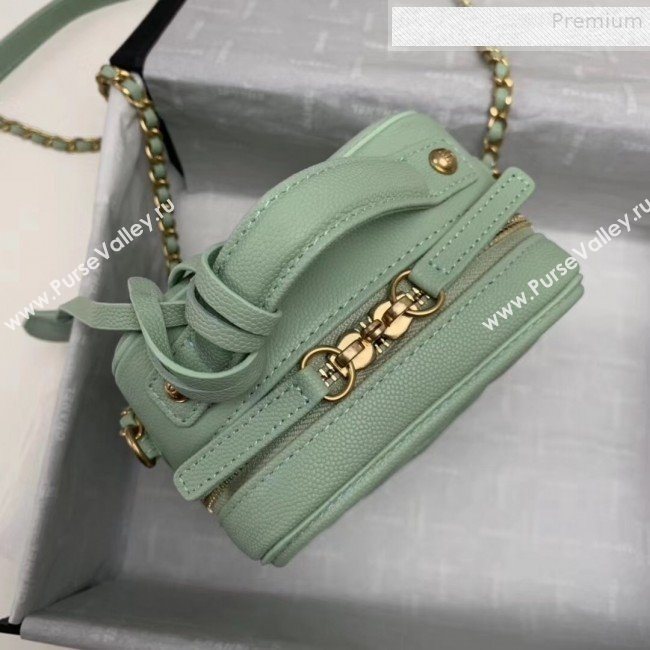 Chanel Grained Calfskin Long Vanity Case Top Handle Bag AS0988 Green 2019 (KAIS-9081701)