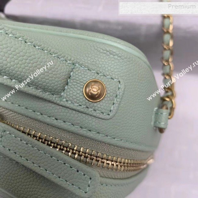 Chanel Grained Calfskin Long Vanity Case Top Handle Bag AS0988 Green 2019 (KAIS-9081701)