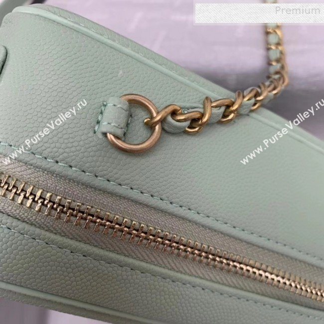 Chanel Grained Calfskin Long Vanity Case Top Handle Bag AS0988 Green 2019 (KAIS-9081701)
